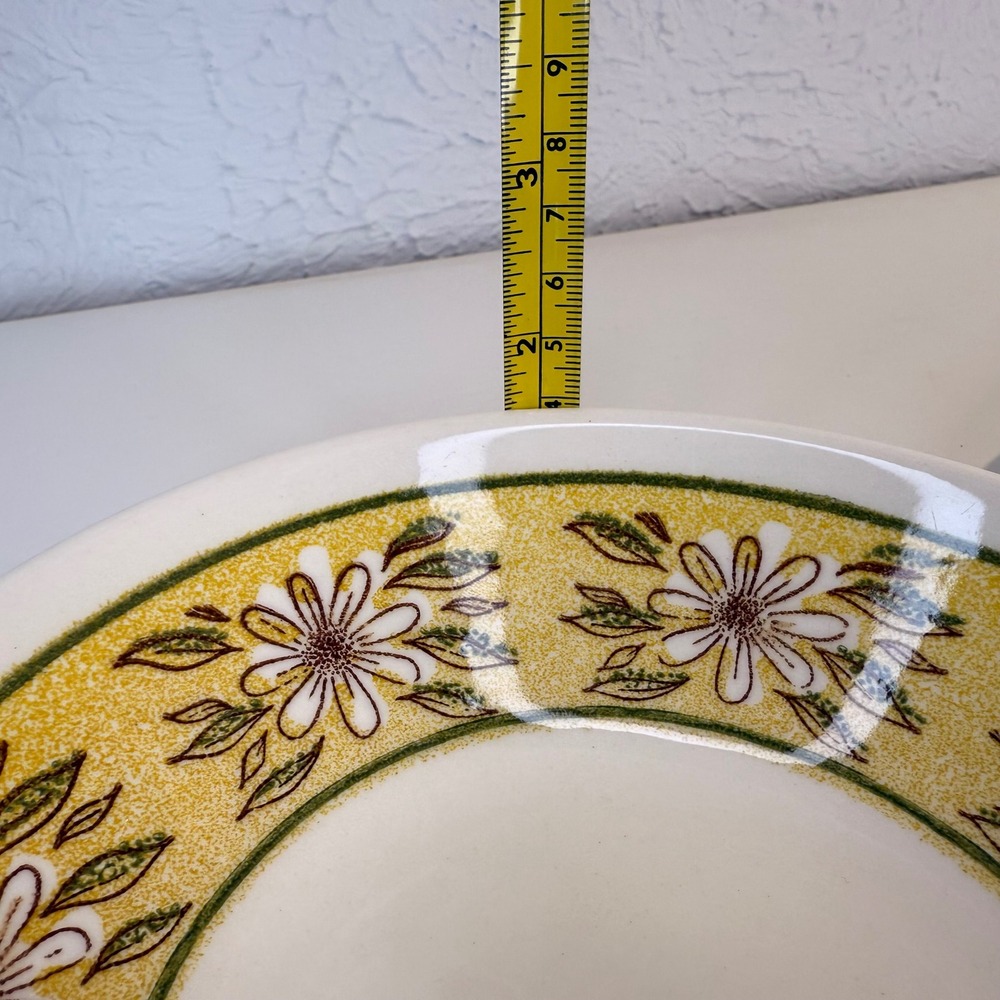Taylor Smith & Taylor Ironstone Yellow Daisy Bowls USA 7.5" Set of 2 Small chip - Picture 7 of 10